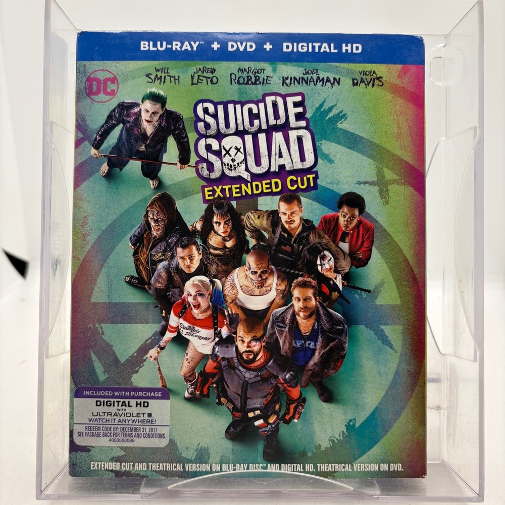 Suicide Squad Extended Cut Blu-ray DVD Digital HD DC Comics Movie with Slipcover